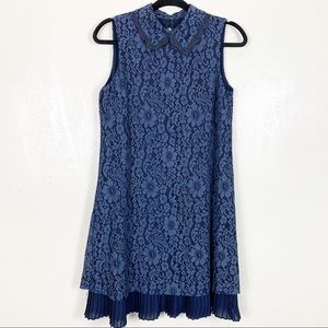 Nanette Lepore blue sleeveless lace overlay dress